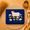 Tanjore Painting Inspired DTF Printed Raw Silk Blouse Fabric – Unstitched