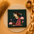 Tanjore Painting Inspired DTF Printed Raw Silk Blouse Fabric – Unstitched
