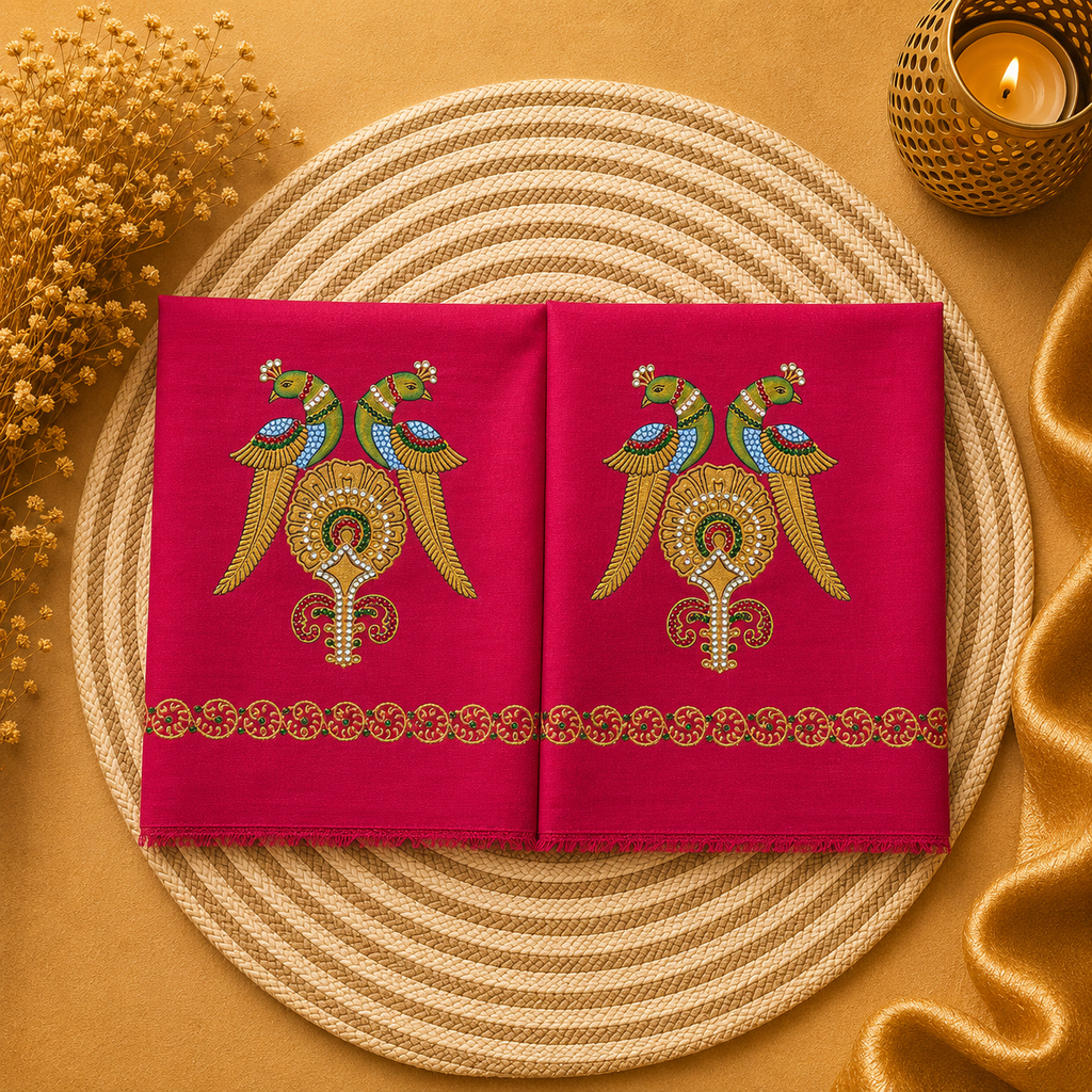 Heritage Tanjore Hand Painted Premium Blouse collection  (Unstitched-Raw silk)