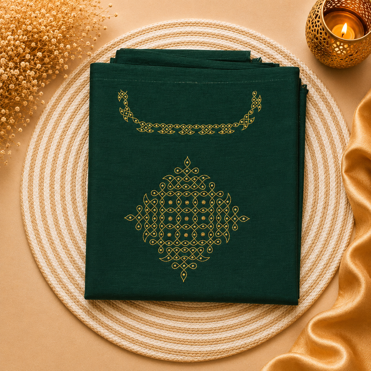 Hand Painted Kolam Blouse (unstitched)
