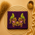 Tanjore Painting Inspired DTF Printed Raw Silk Blouse Fabric – Unstitched