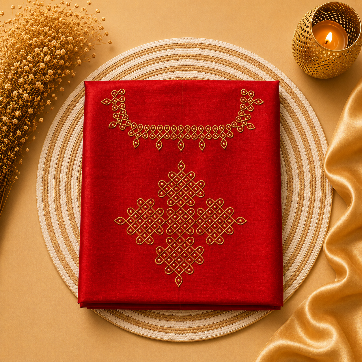 Hand Painted kolam blouse(Unstitched)