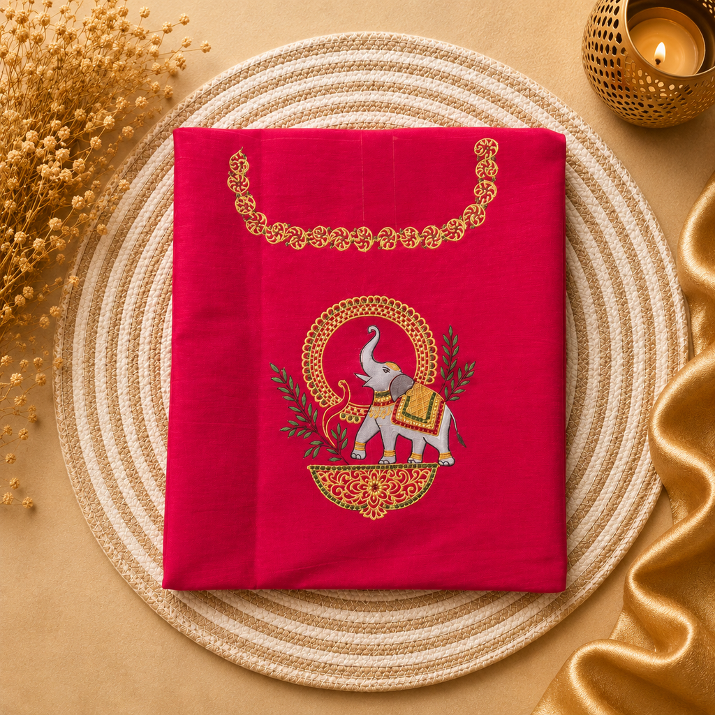 Heritage Tanjore Hand Painted Premium Blouse collection  (Unstitched-Raw silk)