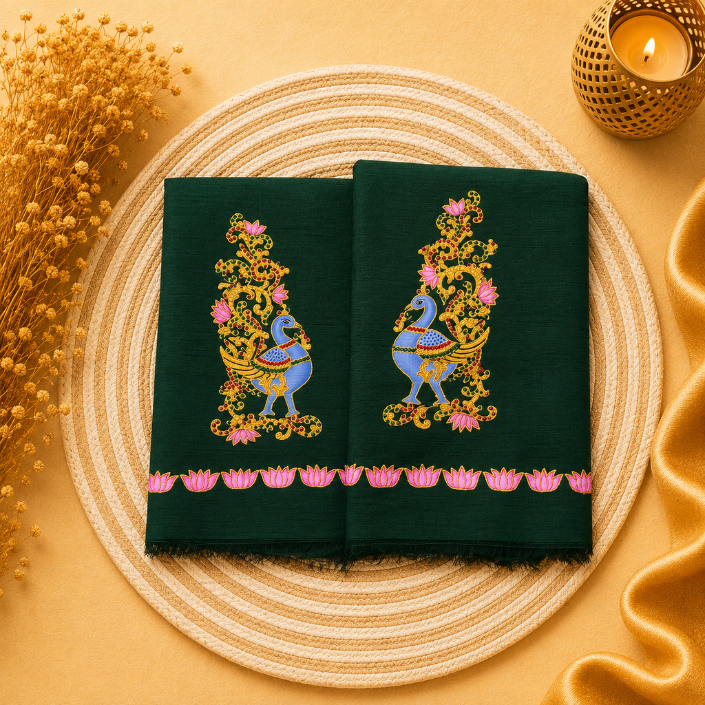 Heritage Hand Painted Premium Blouse collection  (Unstitched-Raw silk)